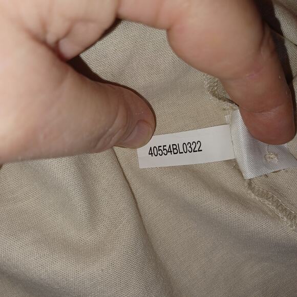 Preston & York Linen Blend Blouse Women M Beige Button Tie Front Capsule Long Sl - Picture 13 of 13